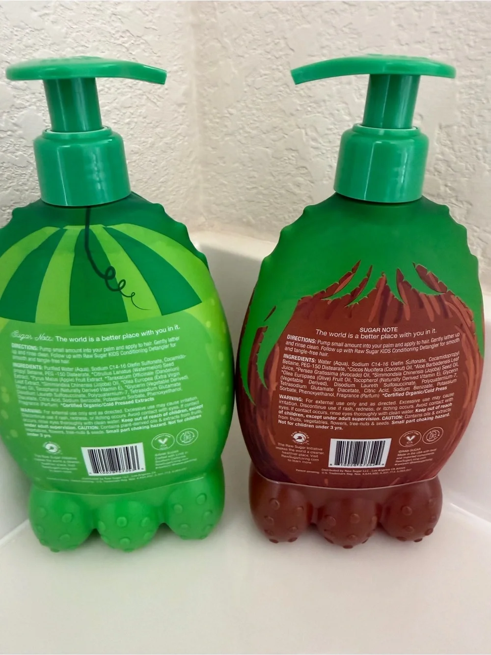 Raw Sugar Kids Shampoo + Conditioner Duo - Green & Brown Bottles